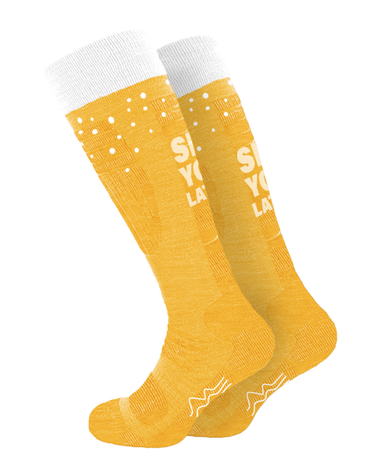 Skisocken „Ski you later!“ Bier Design