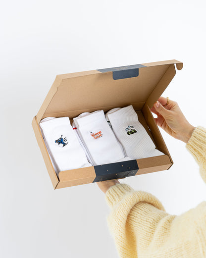 Socken für Ski-Fans – 3er Geschenk-Box