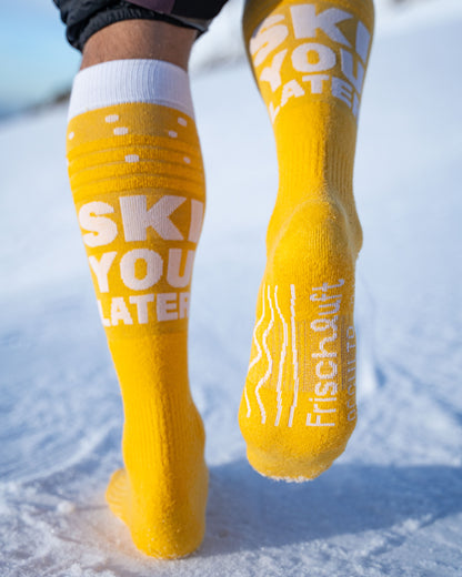 Skisocken „Ski you later!“ Bier Design